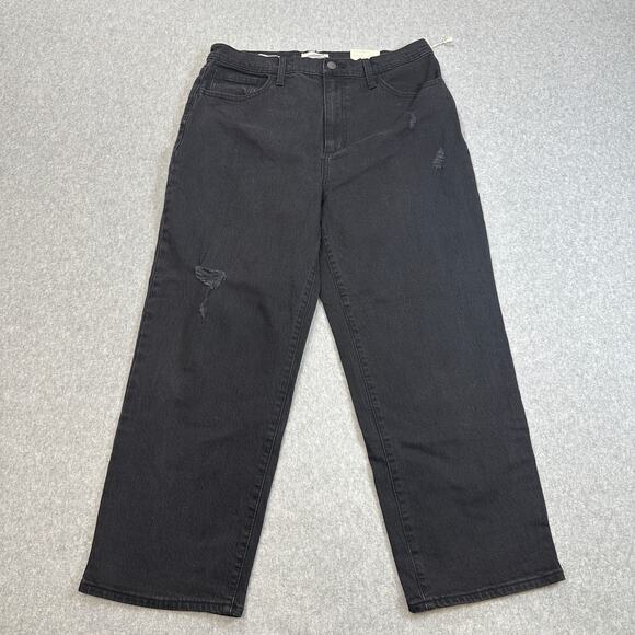 Universal Thread Jeans Womens 14/32R Black Vintage Straight High Rise Distressed - Picture 1 of 11